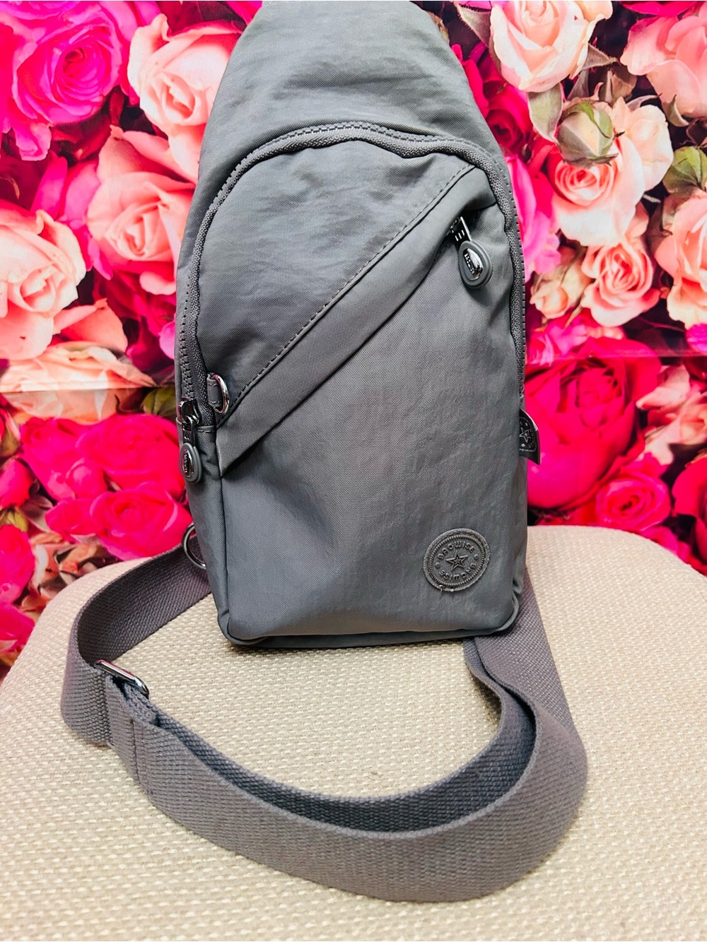 Men’s Gray Sling Belt Bag - Compact Crossbody by
